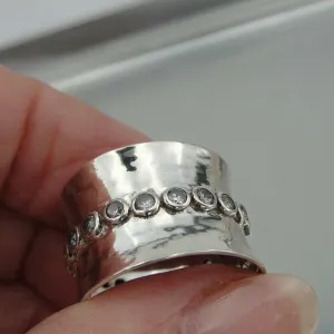 Hadar Designers zircon ring 7,8,9 sterling silver sparkling  handmade (I r548)8y
