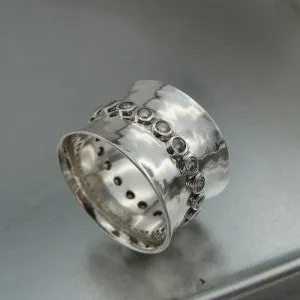 Hadar Designers zircon ring 7,8,9 sterling silver sparkling  handmade (I r548)8y