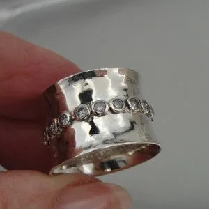 Hadar Designers zircon ring 7,8,9 sterling silver sparkling  handmade (I r548)8y