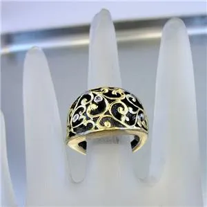 Hadar Designers Zircon Ring sz 6,7,8,9, Handmade 9k Yellow Gold 925 Silver (I)6y