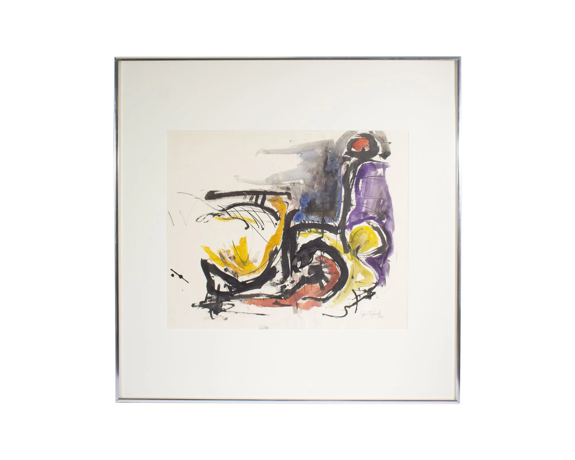James L. Bruch Signed 1964 Abstract Watercolor Painting