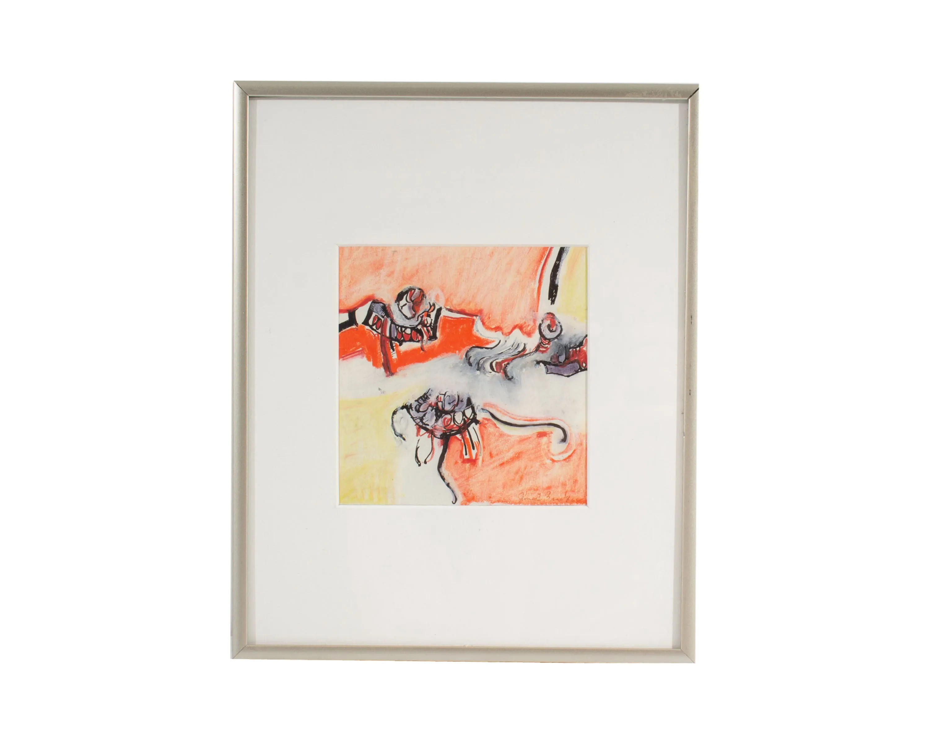 James L. Bruch Signed 1968 Abstract Mixed Media Drawing