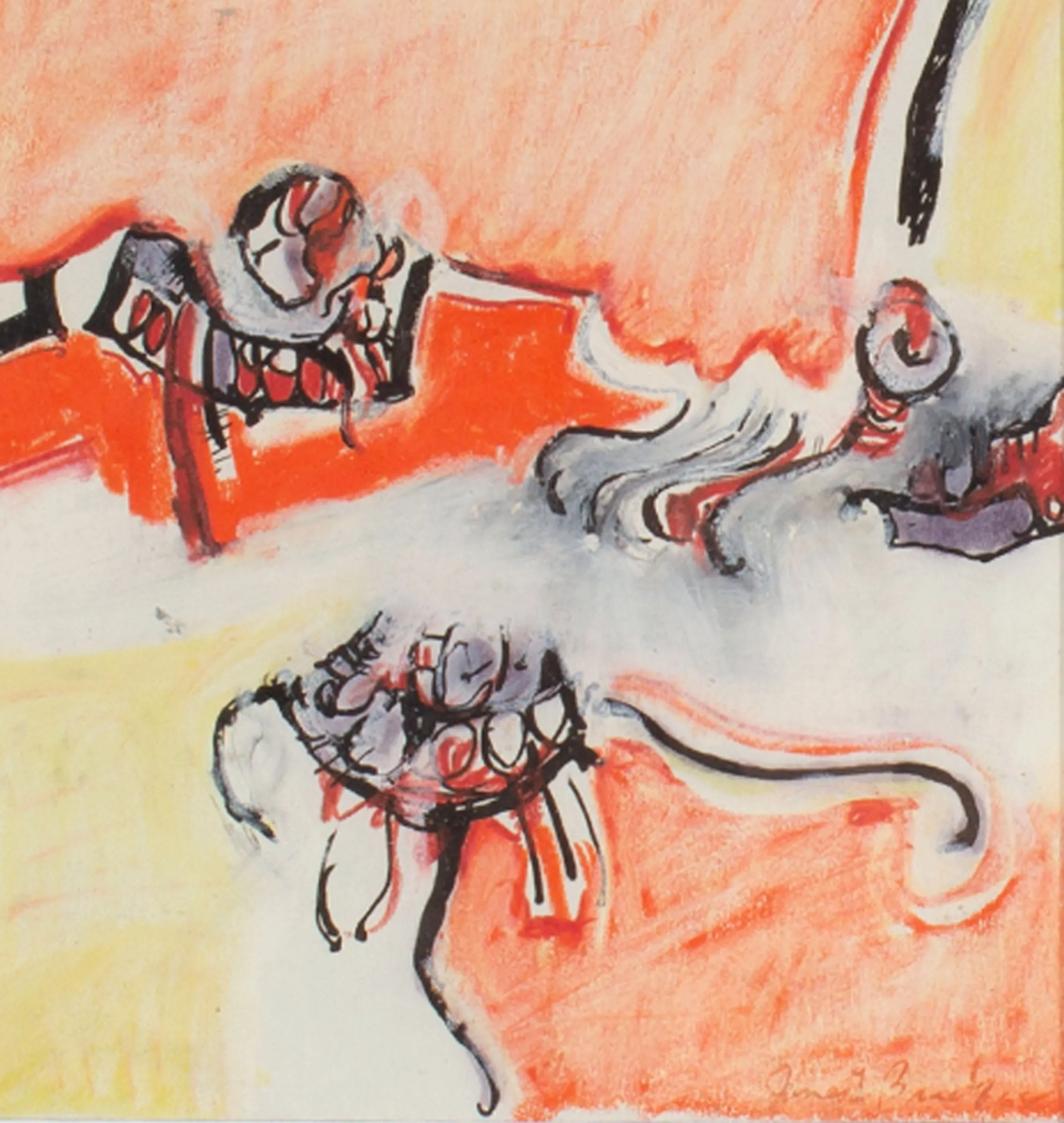 James L. Bruch Signed 1968 Abstract Mixed Media Drawing
