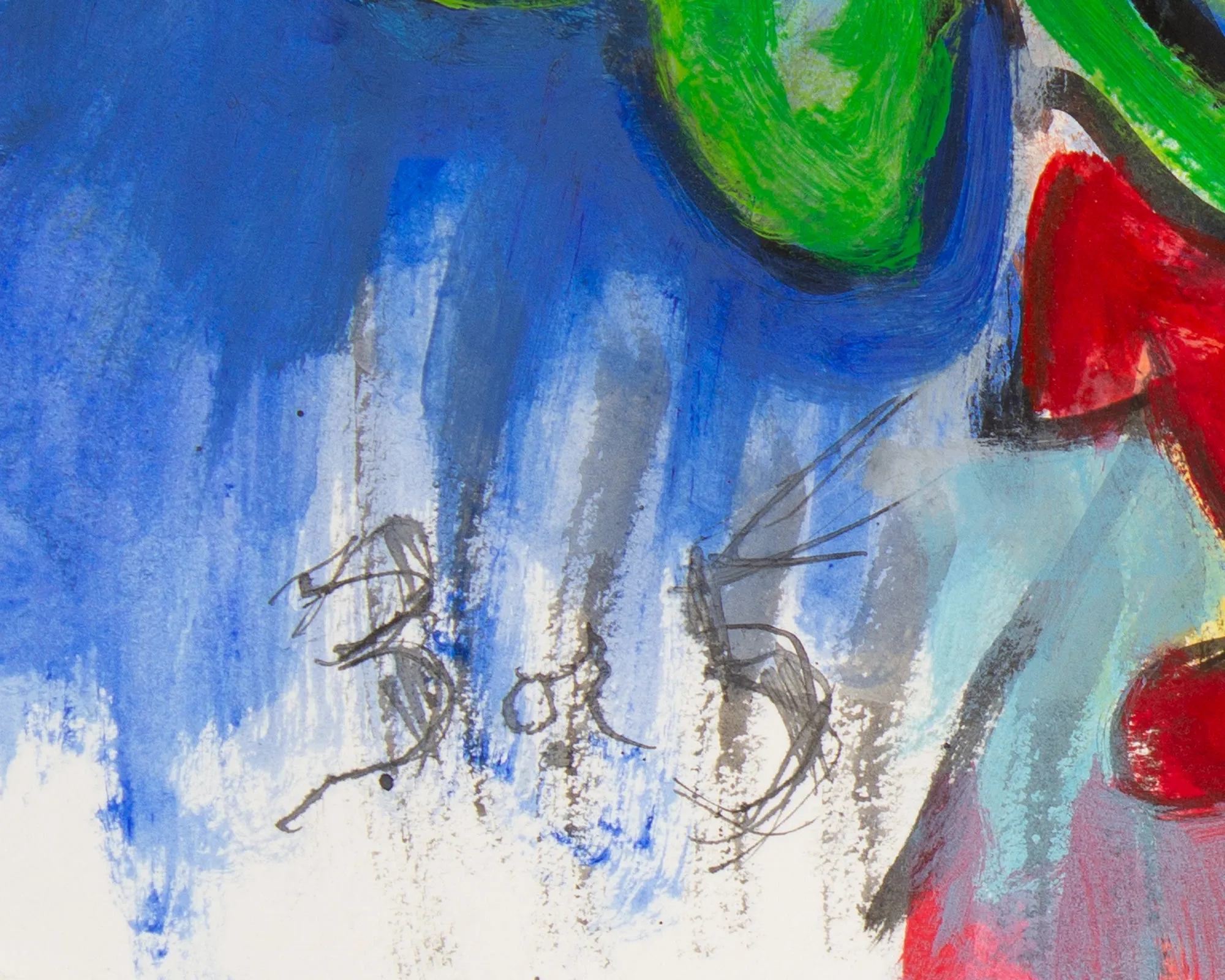 James L. Bruch Signed 2009 “3 or 5” Abstract Mixed Media on Paper Painting