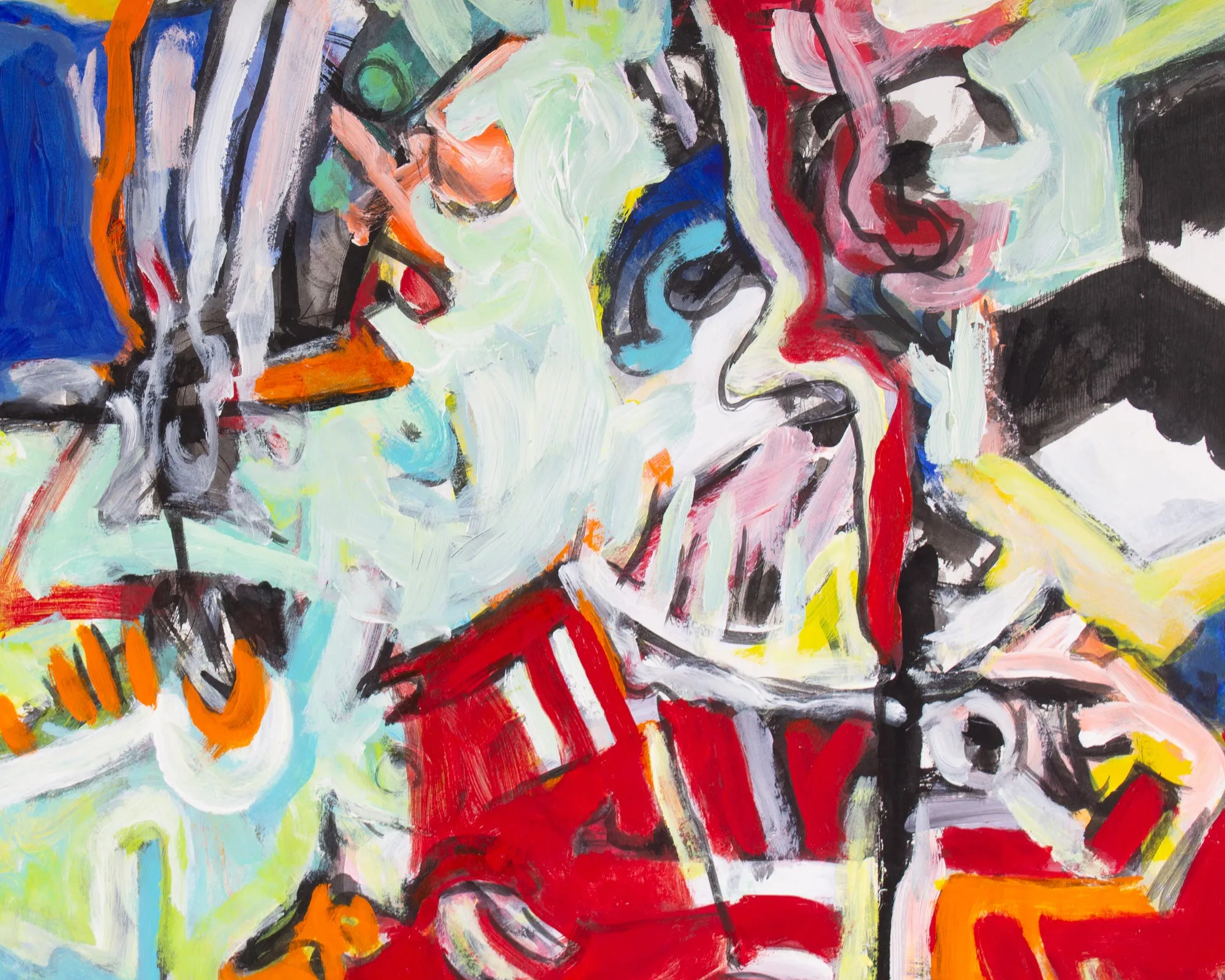 James L. Bruch Signed 2009 “3 or 5” Abstract Mixed Media on Paper Painting