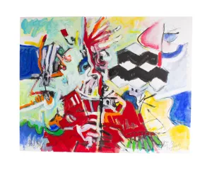 James L. Bruch Signed 2009 “3 or 5” Abstract Mixed Media on Paper Painting
