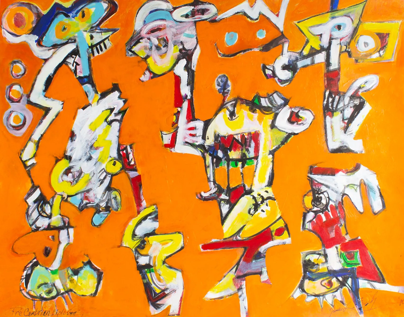 James L. Bruch Signed 2010 “Pre-Cambrian Explosion” Abstract Acrylic on Paper Painting