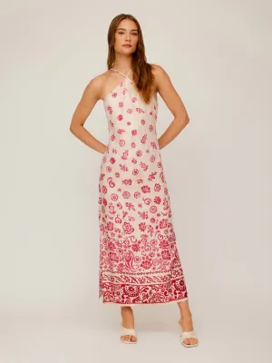 JAYLEN WATERCOLOR BORDER PRINT TWILL DRESS