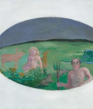 JOYCE WIELAND "MAN WITH PITCHFORK", CIRCA 1982