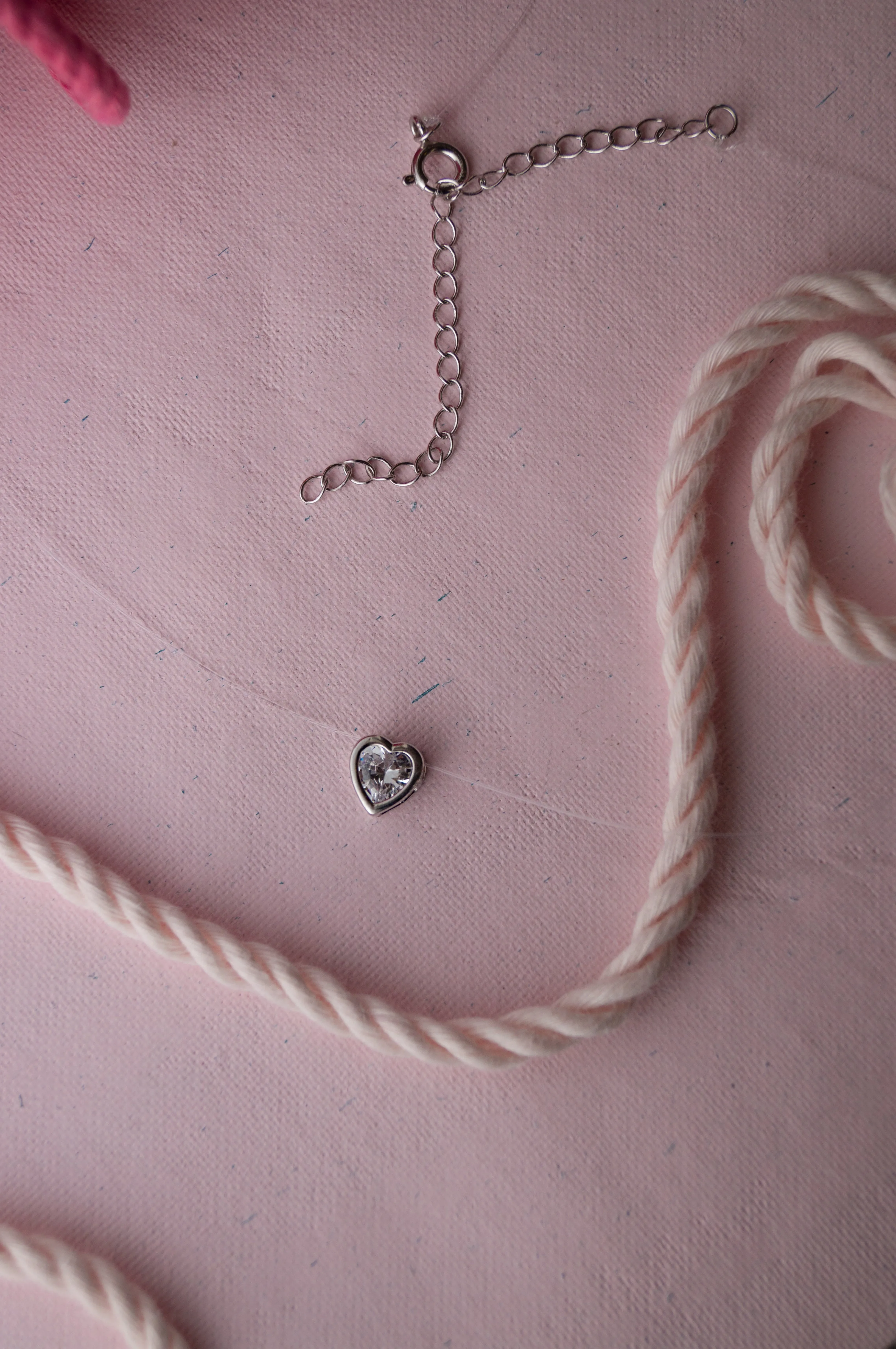 Just The Pretty Heart Rose Gold Plated Sterling Silver Pendant Nylon Thread Necklace