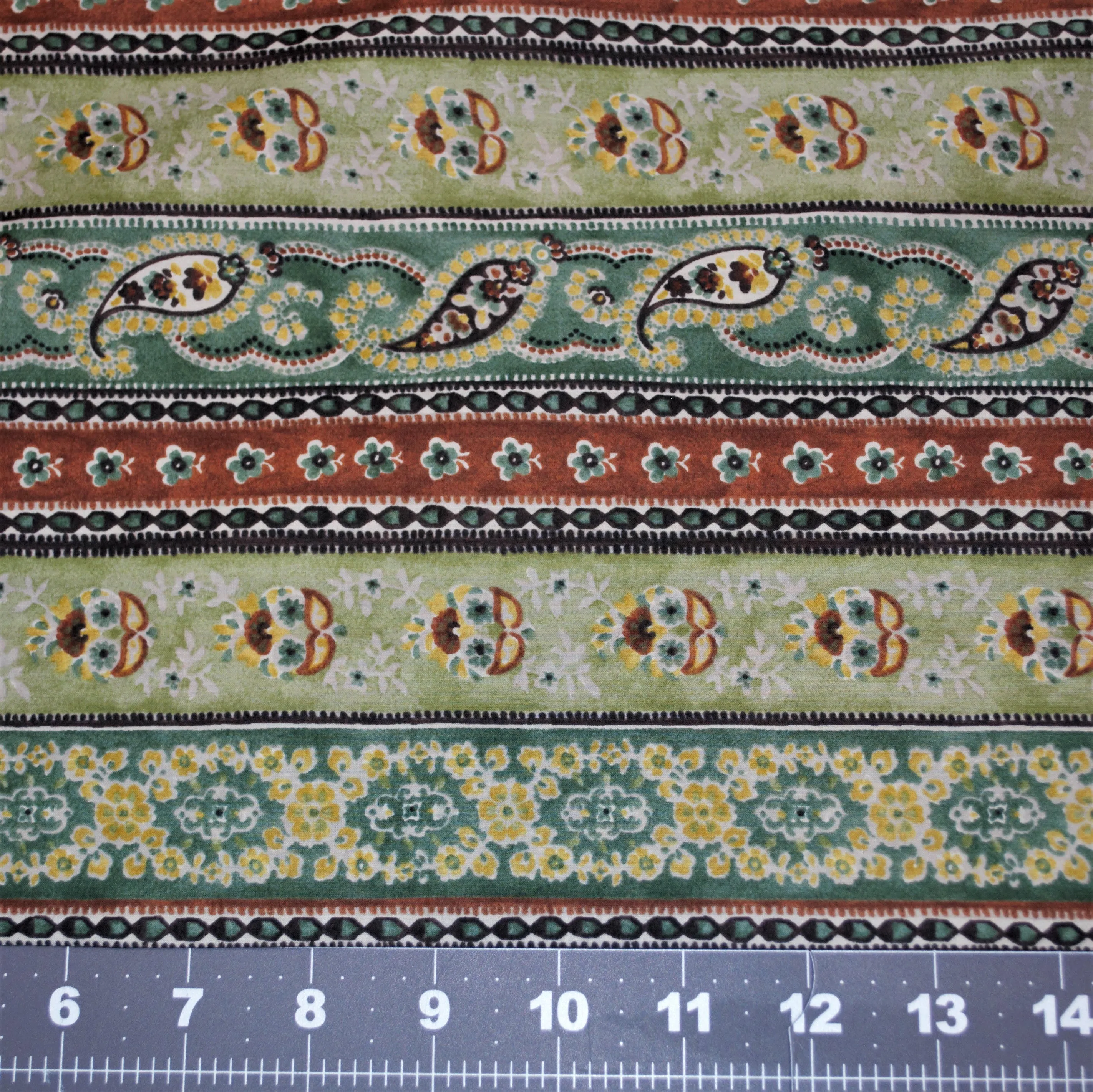 Koi Paisley & Stripes Green