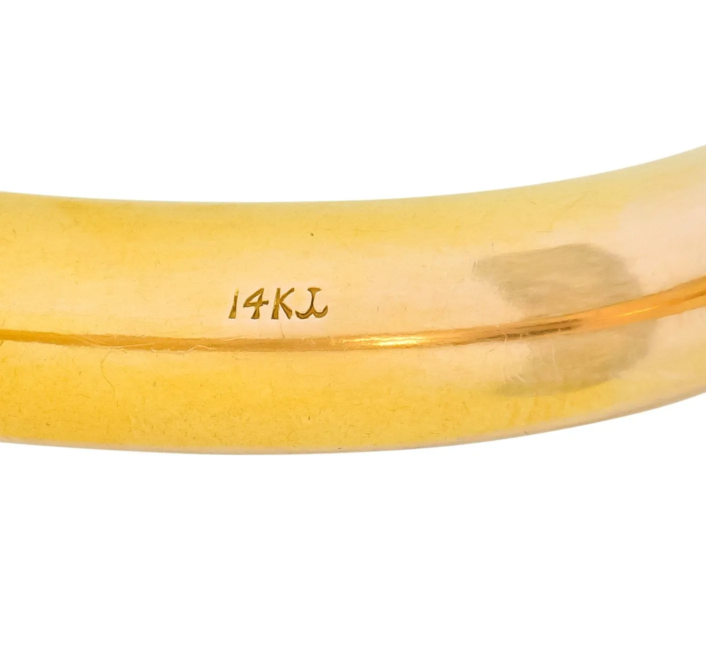 Krementz Art Nouveau Amethyst 14 Karat Gold Engraved Bangle Bracelet Circa 1900