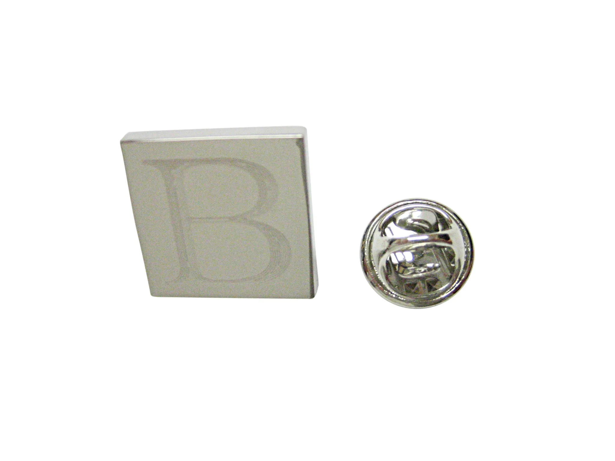 Letter B Etched Monogram Pendant Lapel Pin