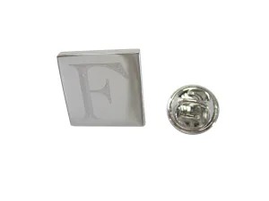Letter F Etched Monogram Pendant Lapel Pin