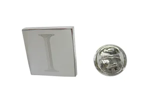 Letter I Etched Monogram Pendant Lapel Pin