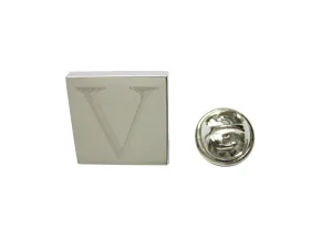 Letter V Etched Monogram Pendant Lapel Pin