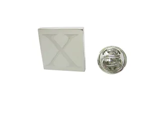 Letter X Etched Monogram Pendant Lapel Pin