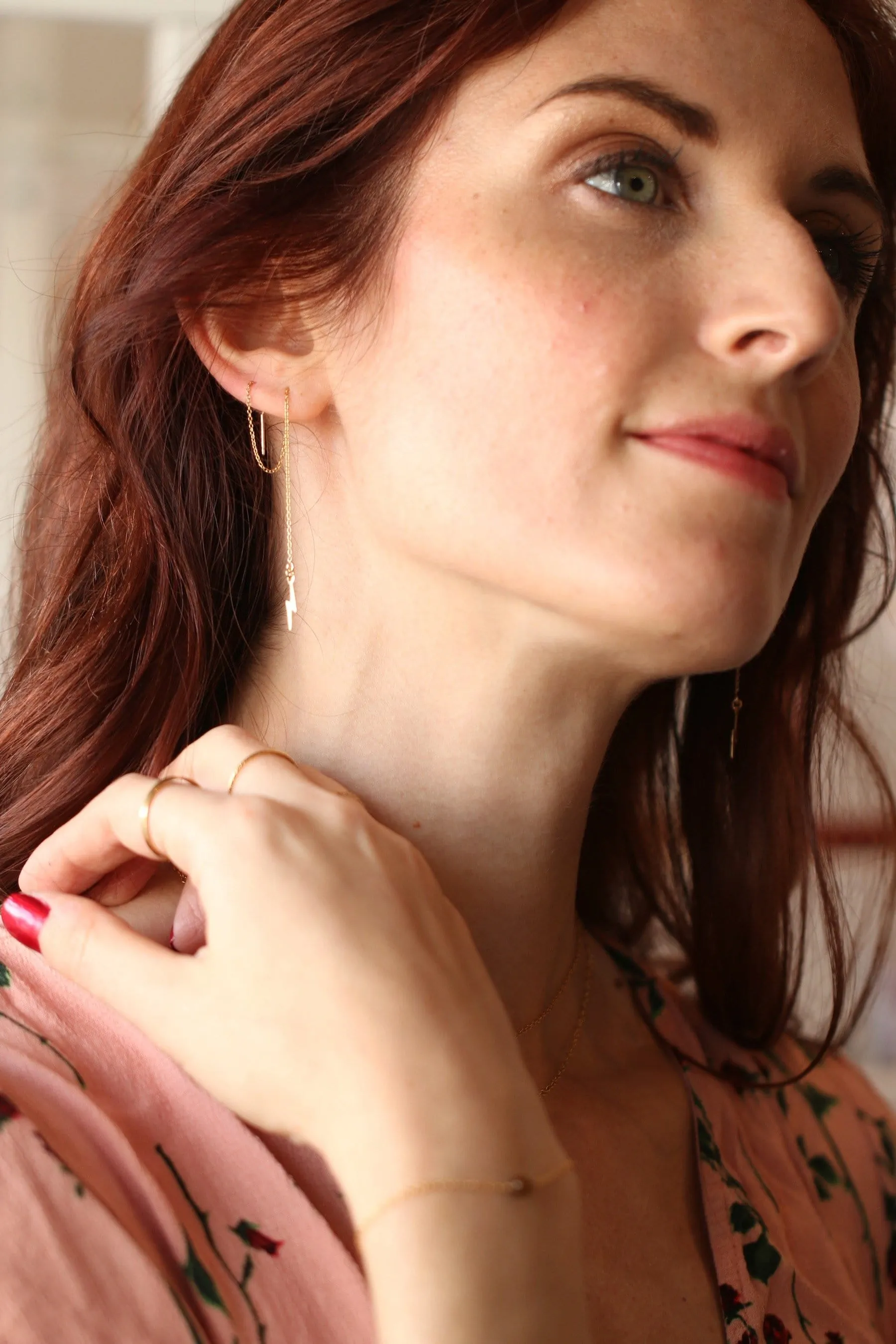 Lightning Bolt Threader Earrings