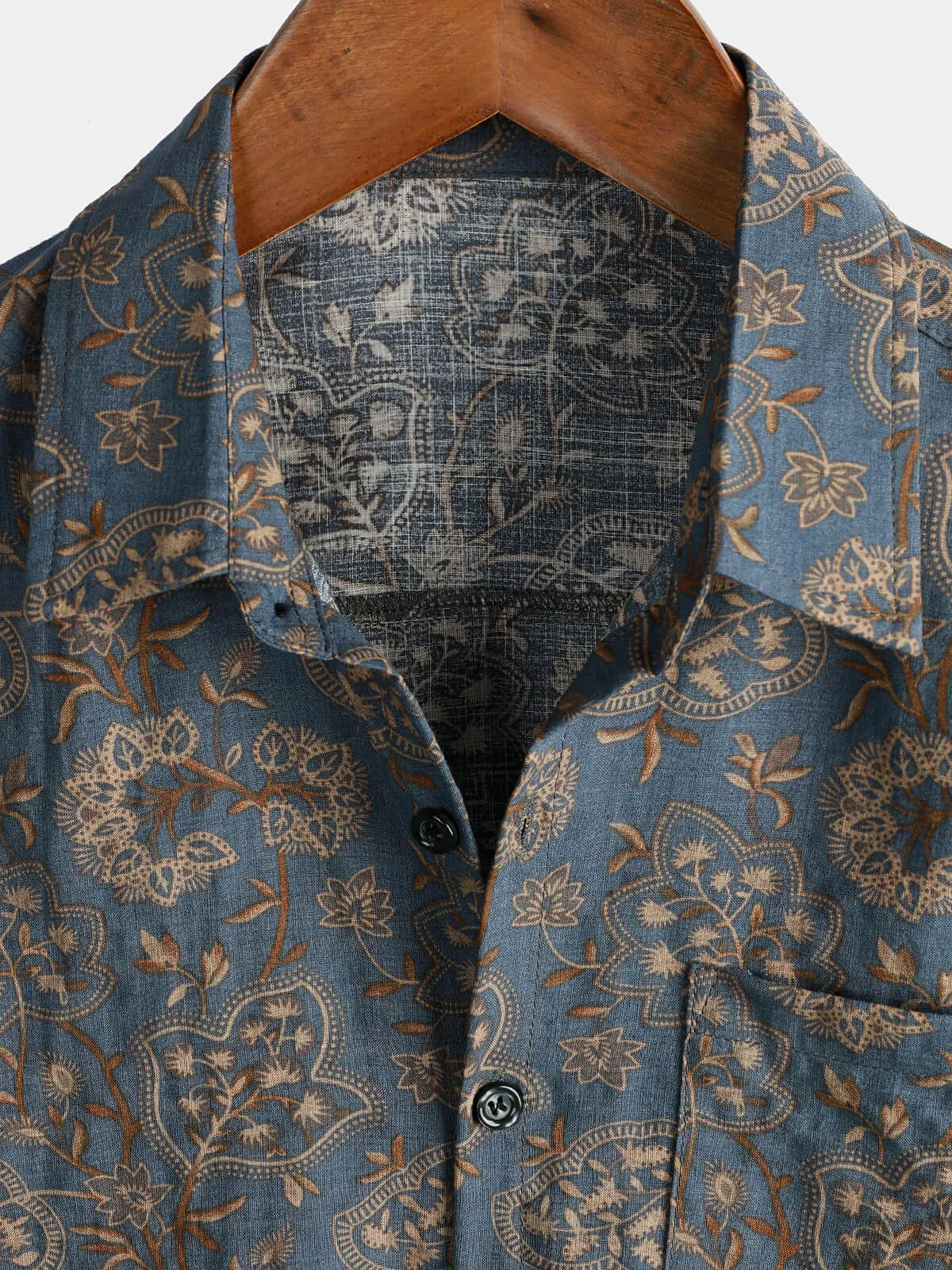 Men's Paisley Vintage Floral 70s Retro Button Up Beach Short Sleeve Shirt