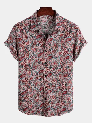 Men's Retro Paisley Holiday Cotton Shirt