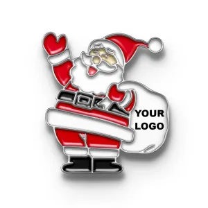 Merry Christmas Lapel Pin with Custom Logo - Santa