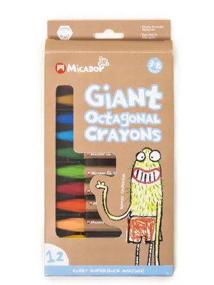 Micador jR. - Giant Crayons Octagonal Set - Box of 12 Assorted Colours