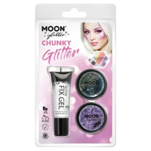 Moon Glitter Holographic Chunky Glitter, Black, Purple