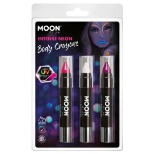 Moon Glow Intense Neon Uv Body Crayons, Pink, White, Purple