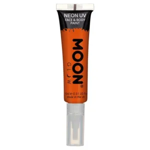 Moon Glow Intense Neon Uv Face Paint, Orange With Brush Applicator