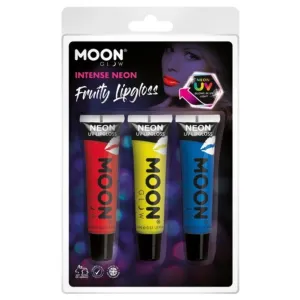 Moon Glow Intense Neon Uv Fruity Lipgloss, Red, Yellow, Blue