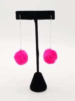 Neon Pom Pom Chain Drop Earrings