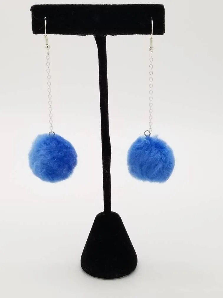 Neon Pom Pom Chain Drop Earrings