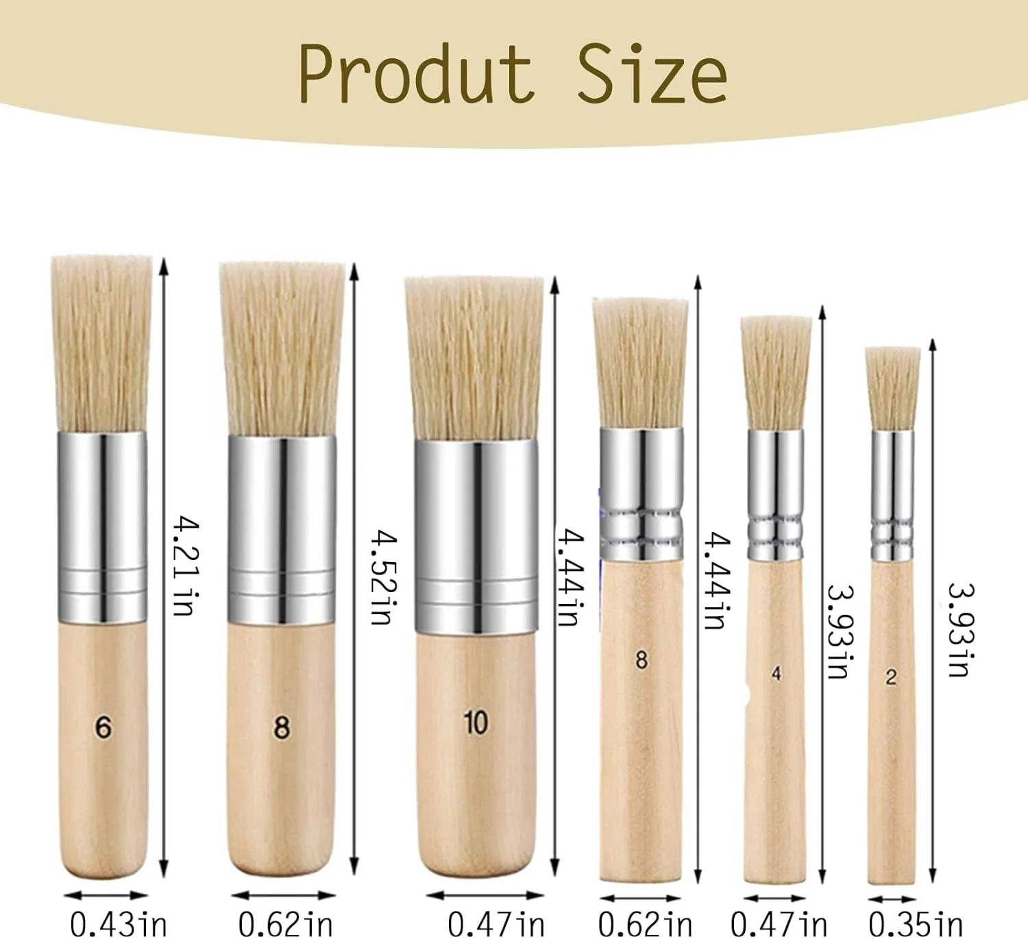 NEW JALCH Wooden Stencil Brushes – 6 pcs Paint Brushes for Acrylic Painting, Natural Bristle Brushes, Perfect for Acrylic, Oil & Watercolor Painting, DIY Art Crafts Project