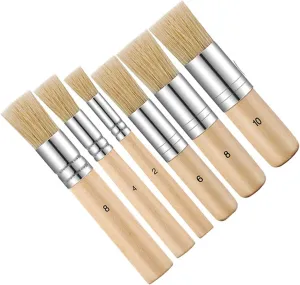 NEW JALCH Wooden Stencil Brushes – 6 pcs Paint Brushes for Acrylic Painting, Natural Bristle Brushes, Perfect for Acrylic, Oil & Watercolor Painting, DIY Art Crafts Project