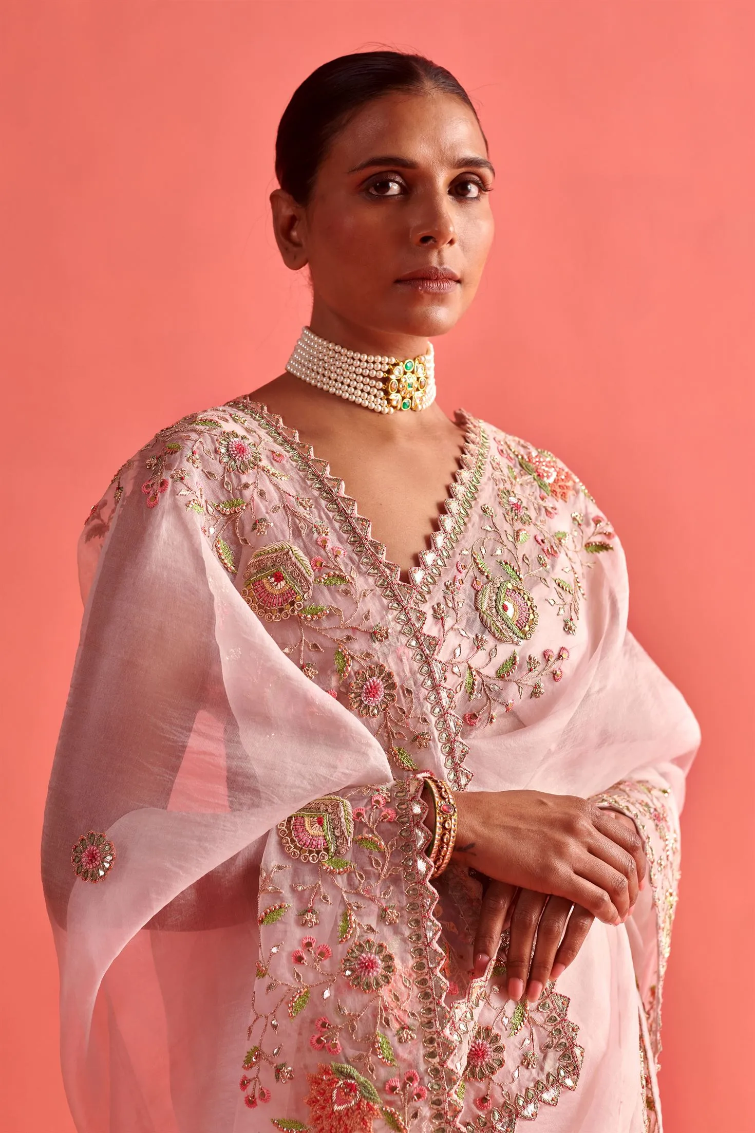 New Season Festive 2024-Saree-Organza/Mashru Silk 3pcs Powder Pink-AS103-Fashion Wedding Edit Aarti Sethia