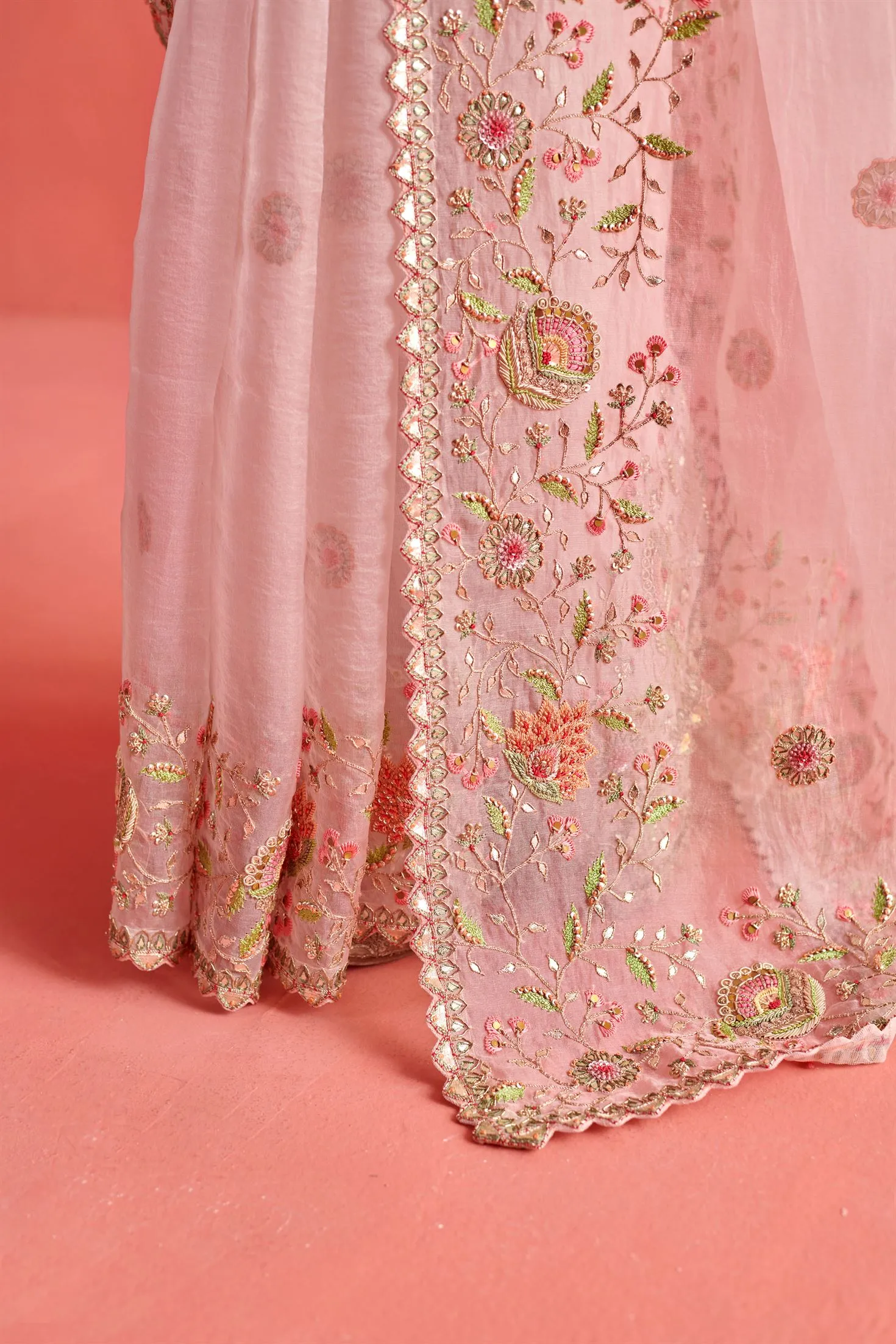 New Season Festive 2024-Saree-Organza/Mashru Silk 3pcs Powder Pink-AS103-Fashion Wedding Edit Aarti Sethia