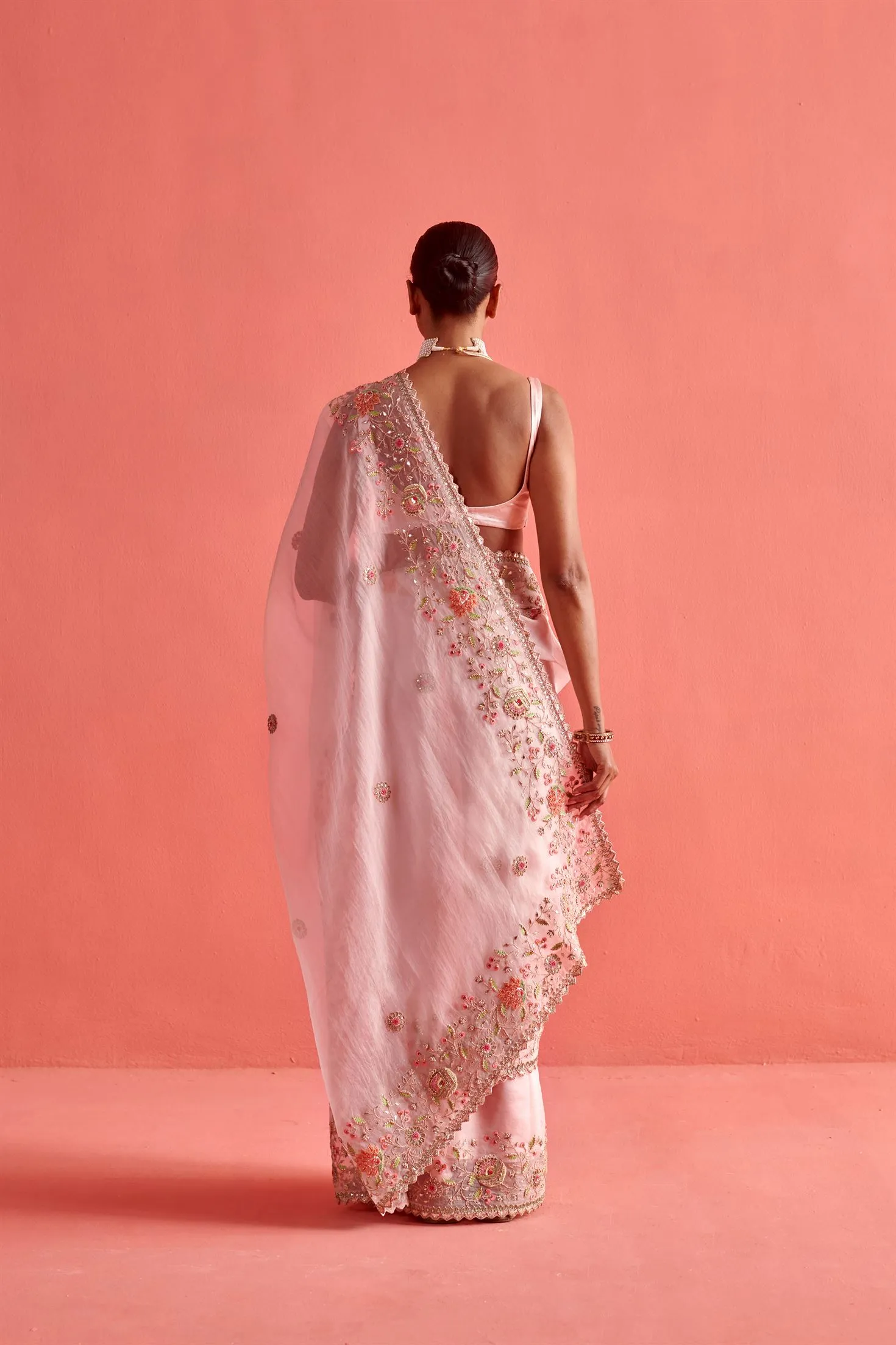 New Season Festive 2024-Saree-Organza/Mashru Silk 3pcs Powder Pink-AS103-Fashion Wedding Edit Aarti Sethia