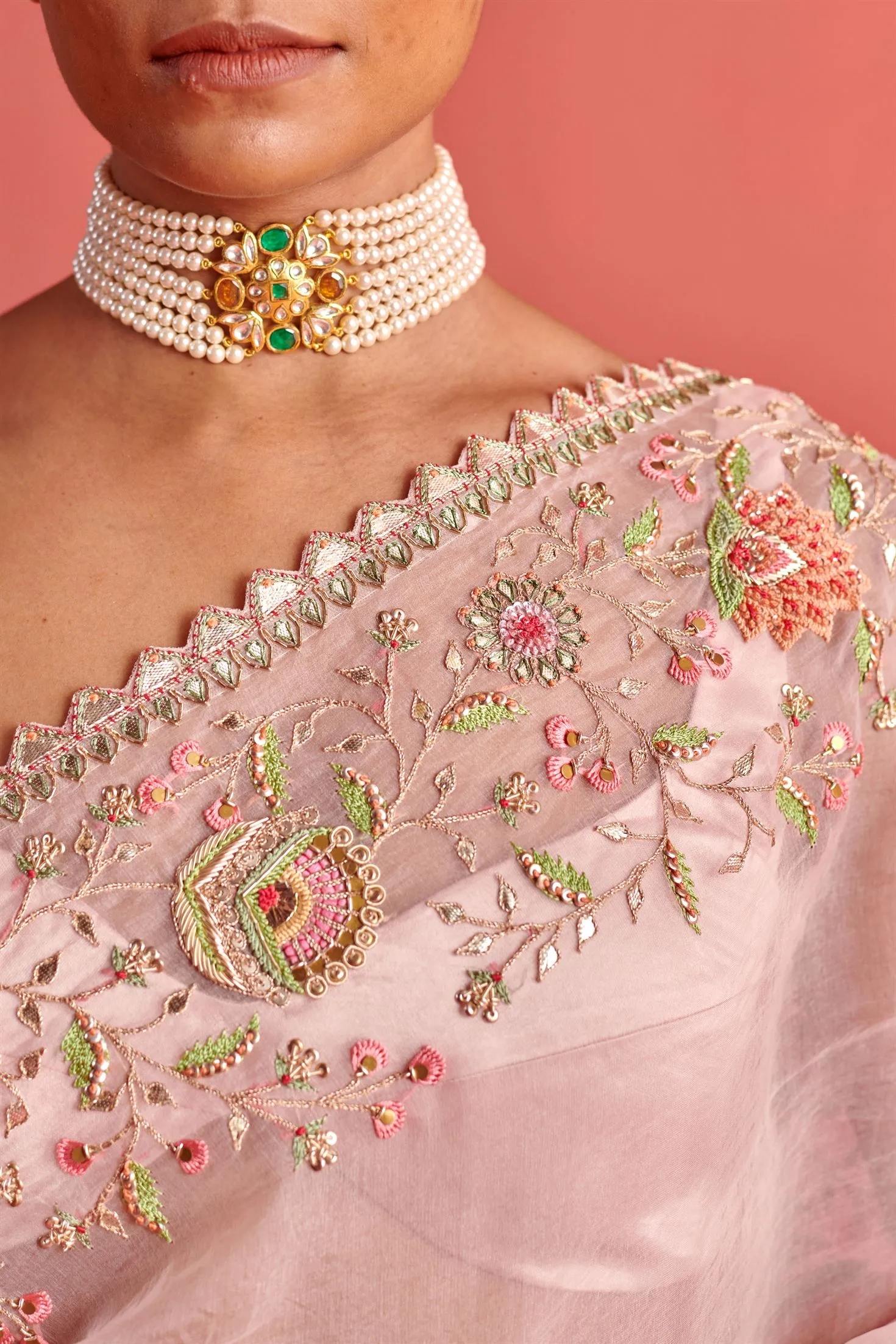 New Season Festive 2024-Saree-Organza/Mashru Silk 3pcs Powder Pink-AS103-Fashion Wedding Edit Aarti Sethia