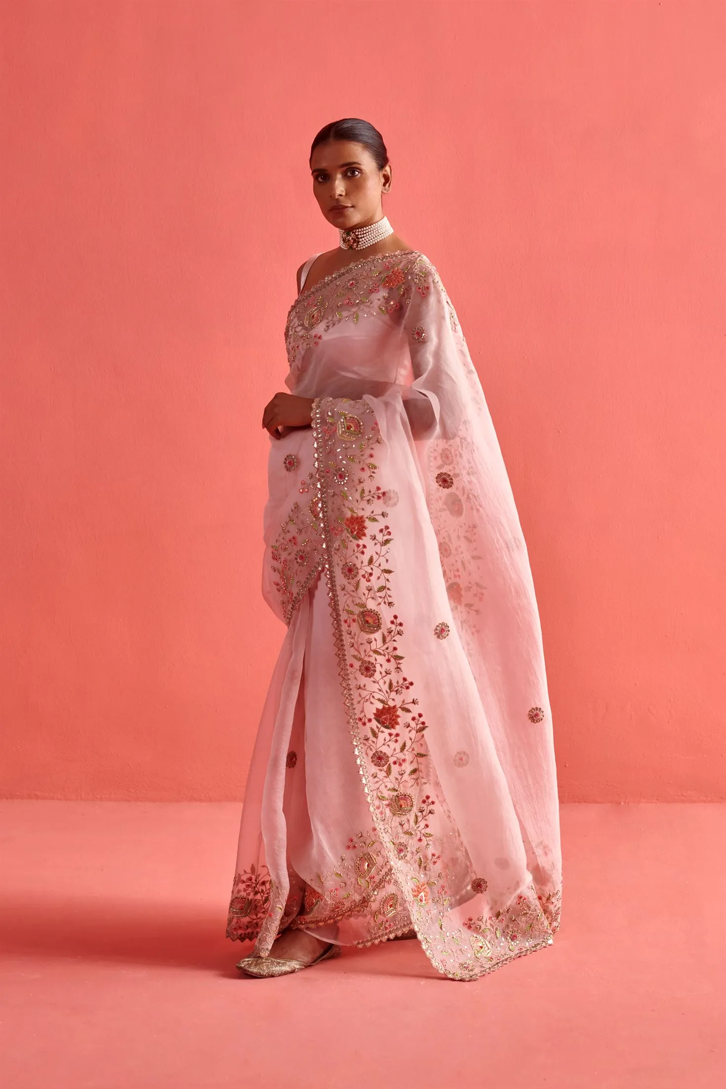 New Season Festive 2024-Saree-Organza/Mashru Silk 3pcs Powder Pink-AS103-Fashion Wedding Edit Aarti Sethia