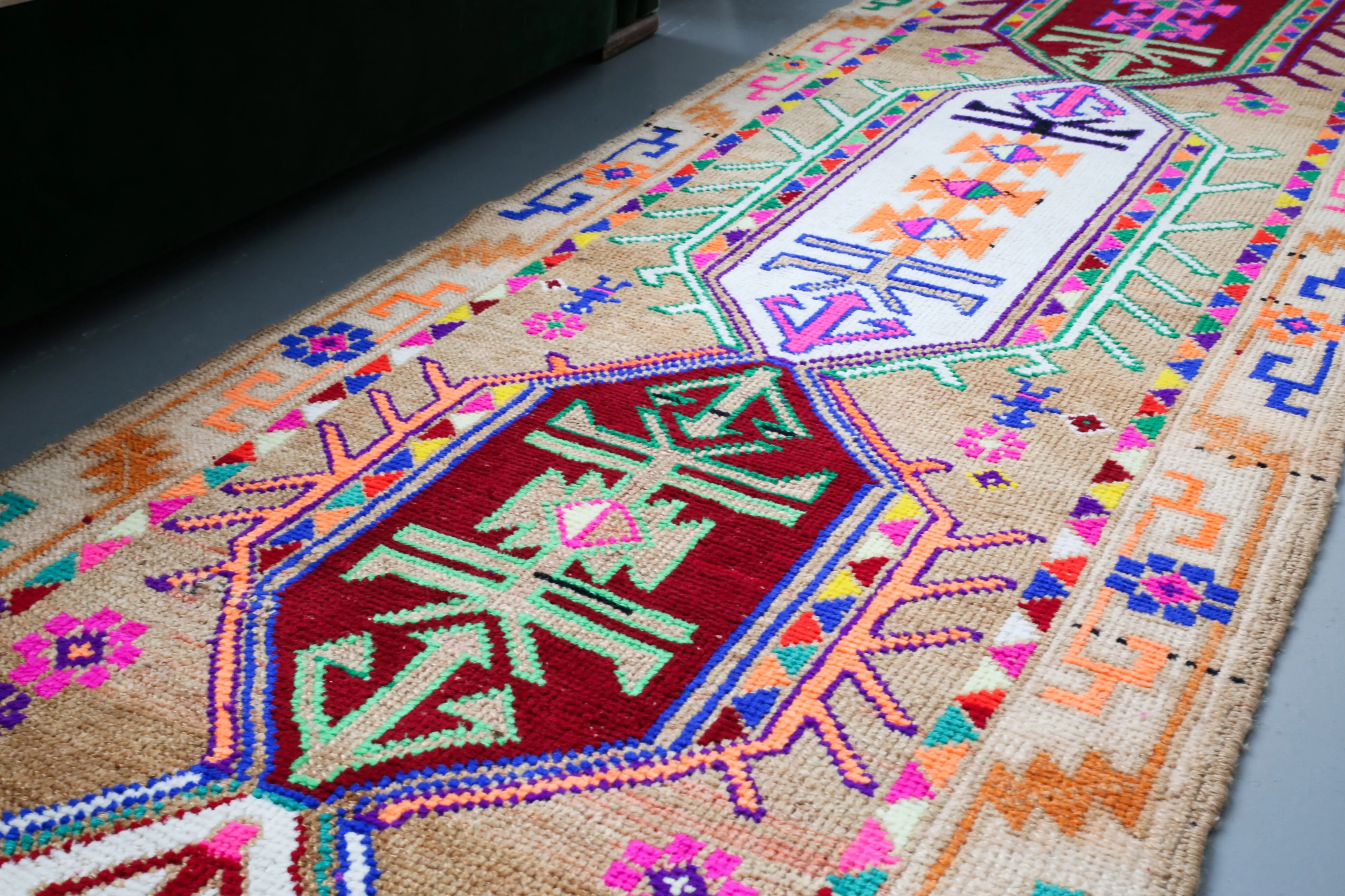Old Kurdish Herki Runner 2.6ftx11ft