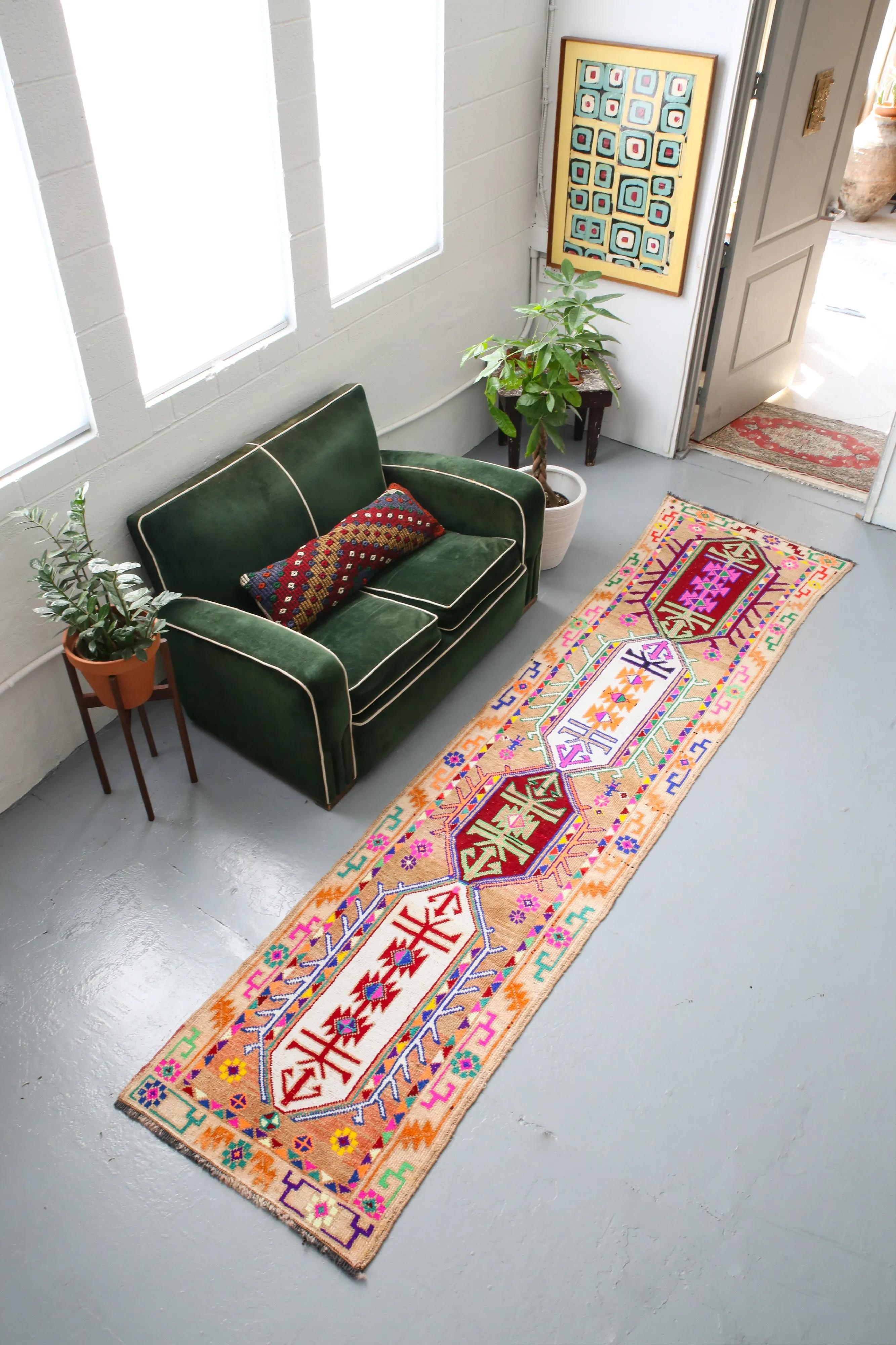 Old Kurdish Herki Runner 2.6ftx11ft