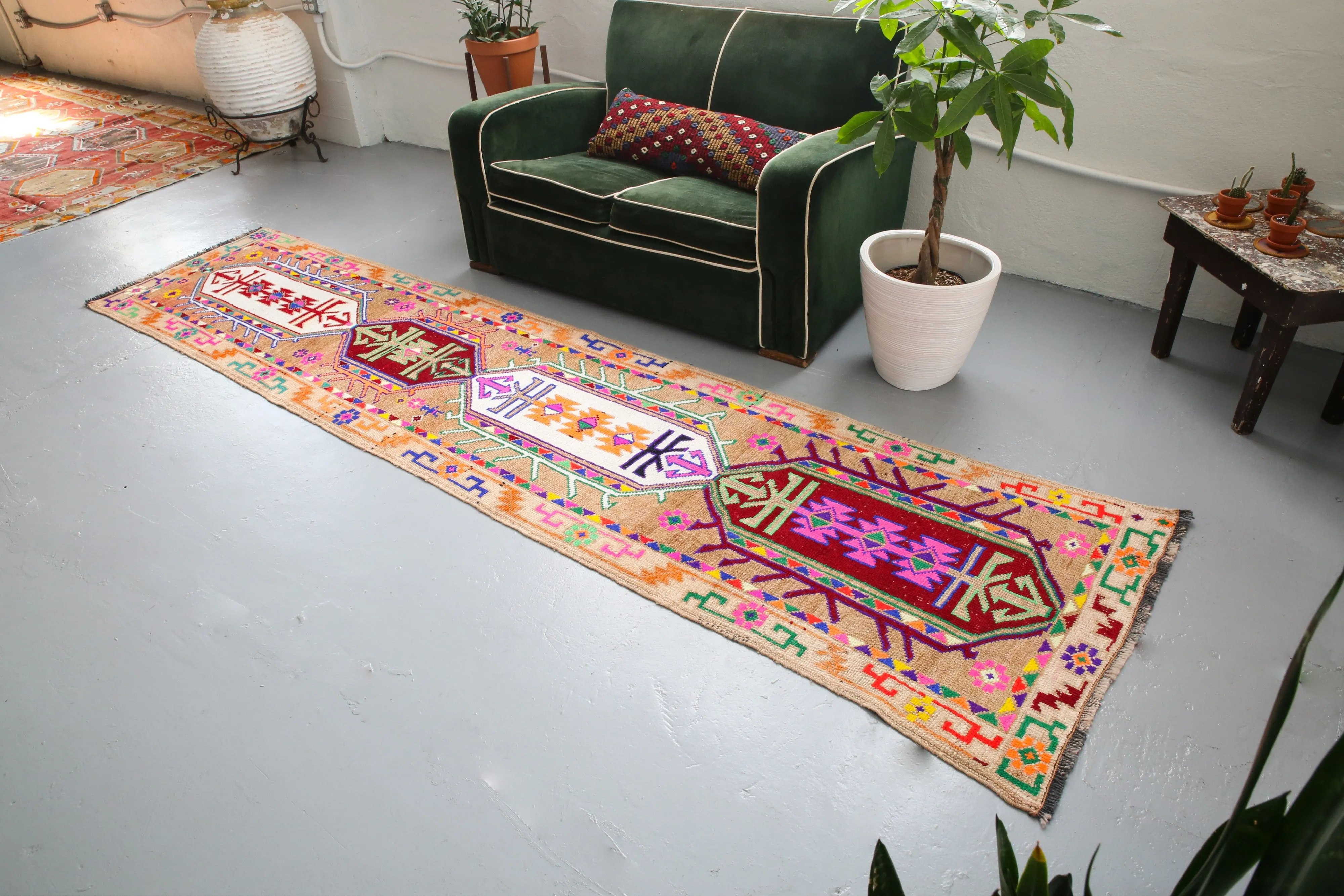 Old Kurdish Herki Runner 2.6ftx11ft