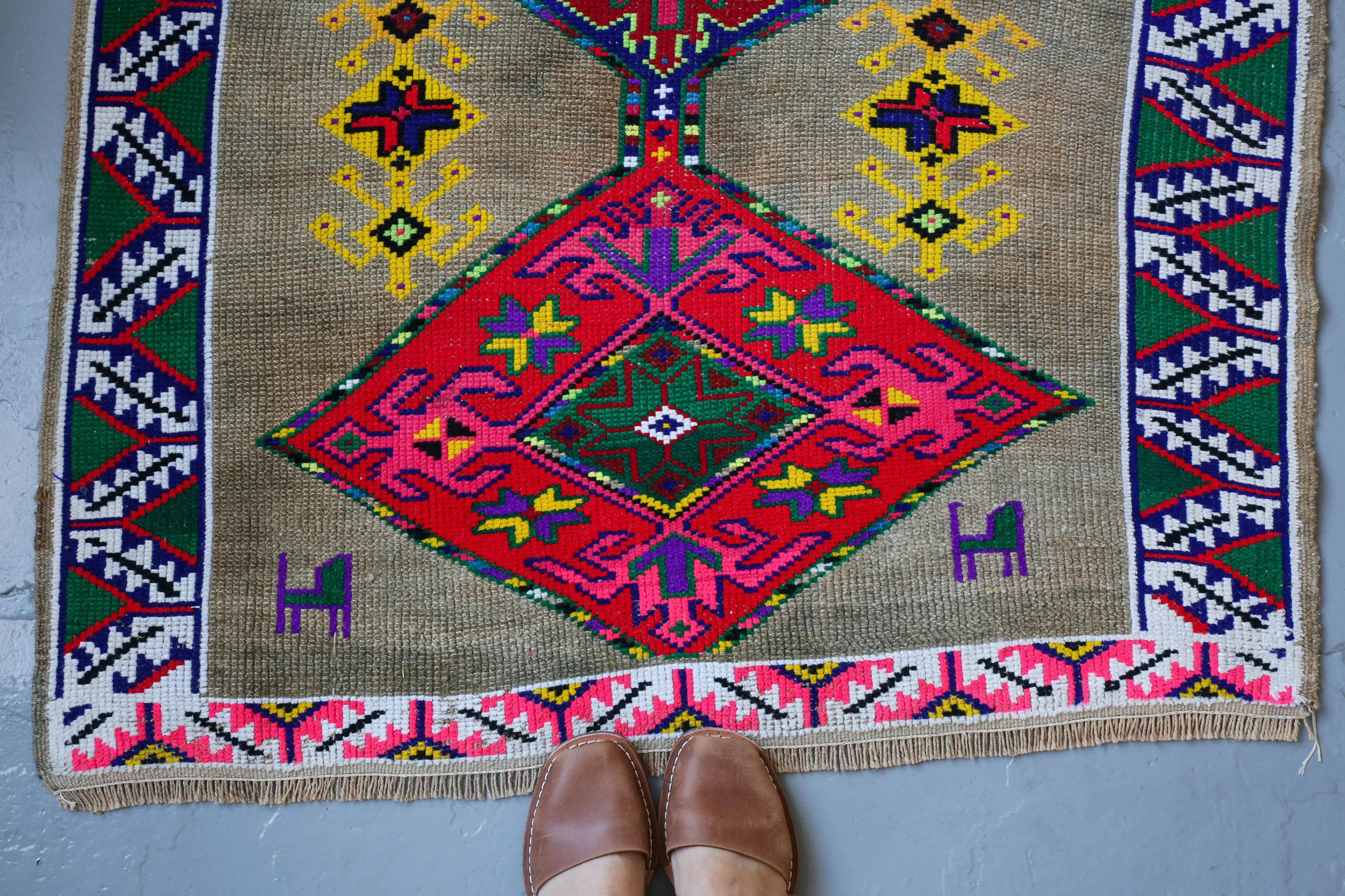 Old Kurdish Herki Runner 3.2ftx9.2ft