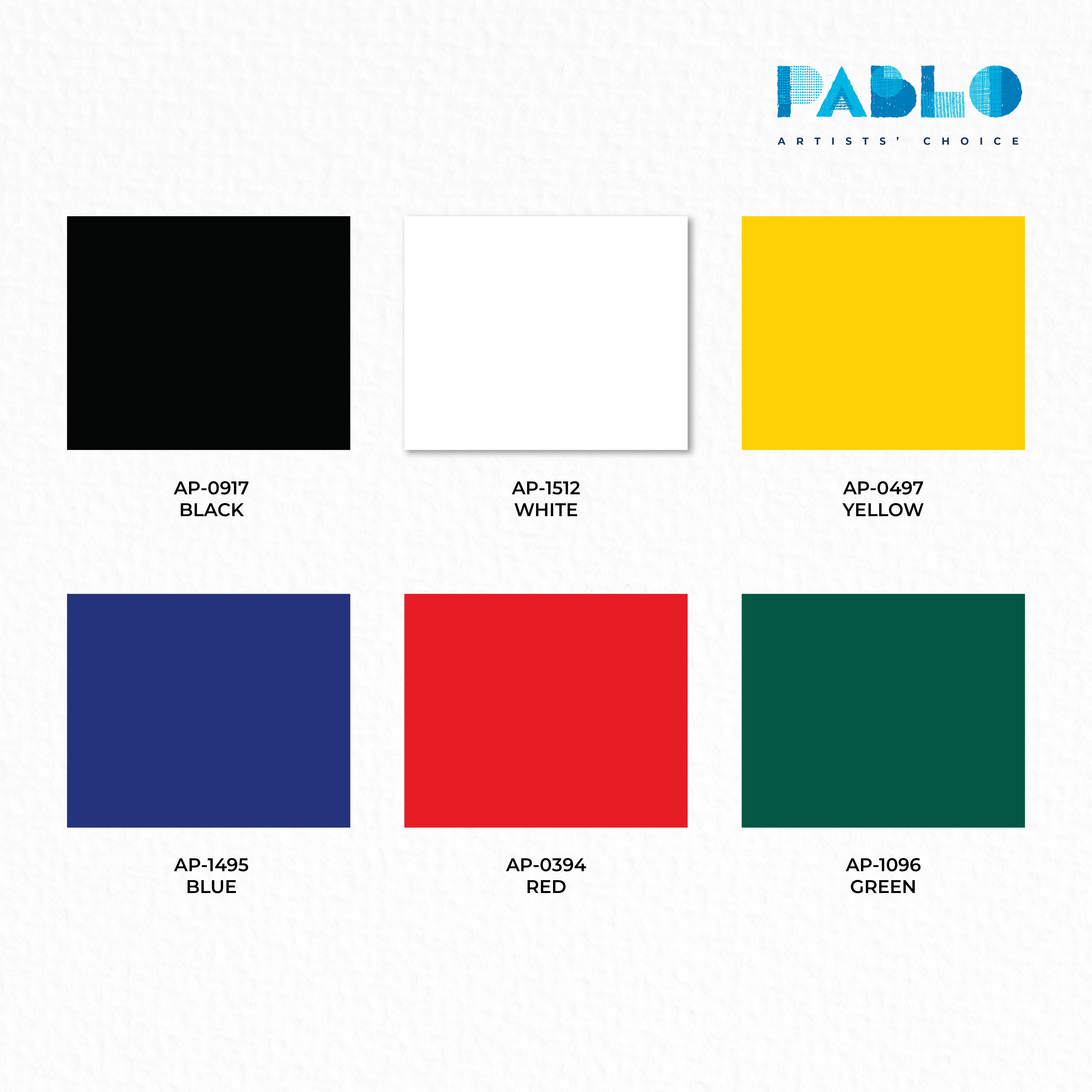Pablo Acrylic Paint Set Professional, Six Essential Primary Colors (Black, Blue, White, Green, Yellow, Red) - Versatile, Premium Quality Paint for Canvas, Fabric, & Wood, (2.02 fl oz/60ml) Pack of 6