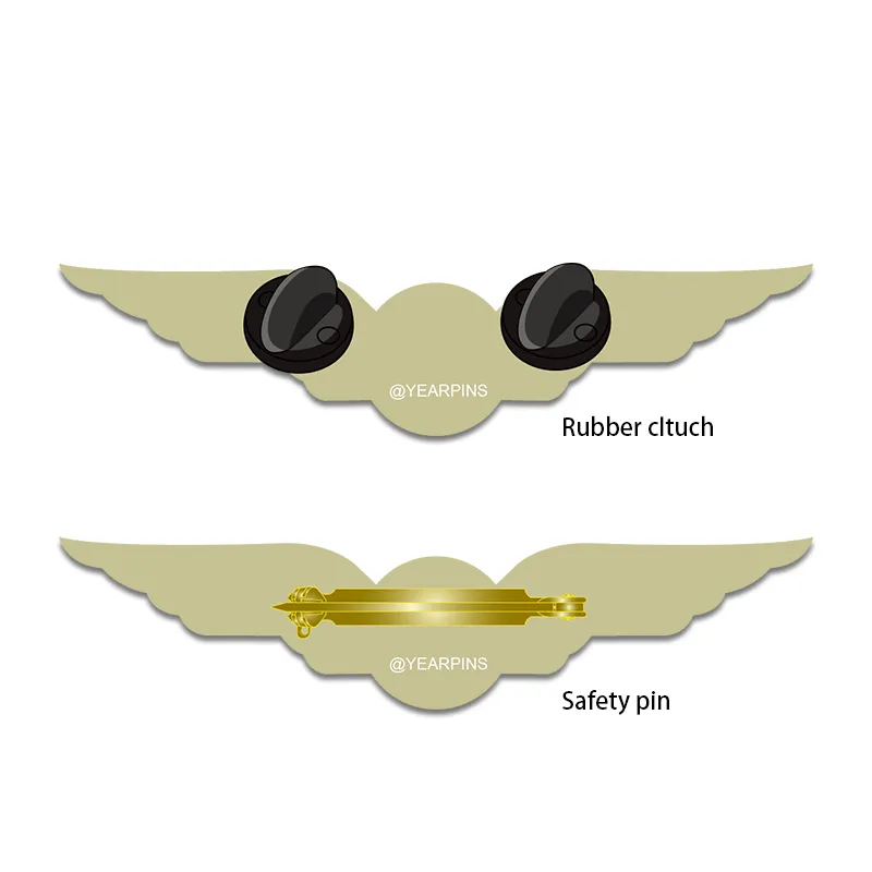 Pilot Wings Pin with Custom Round Logo - 3 inch