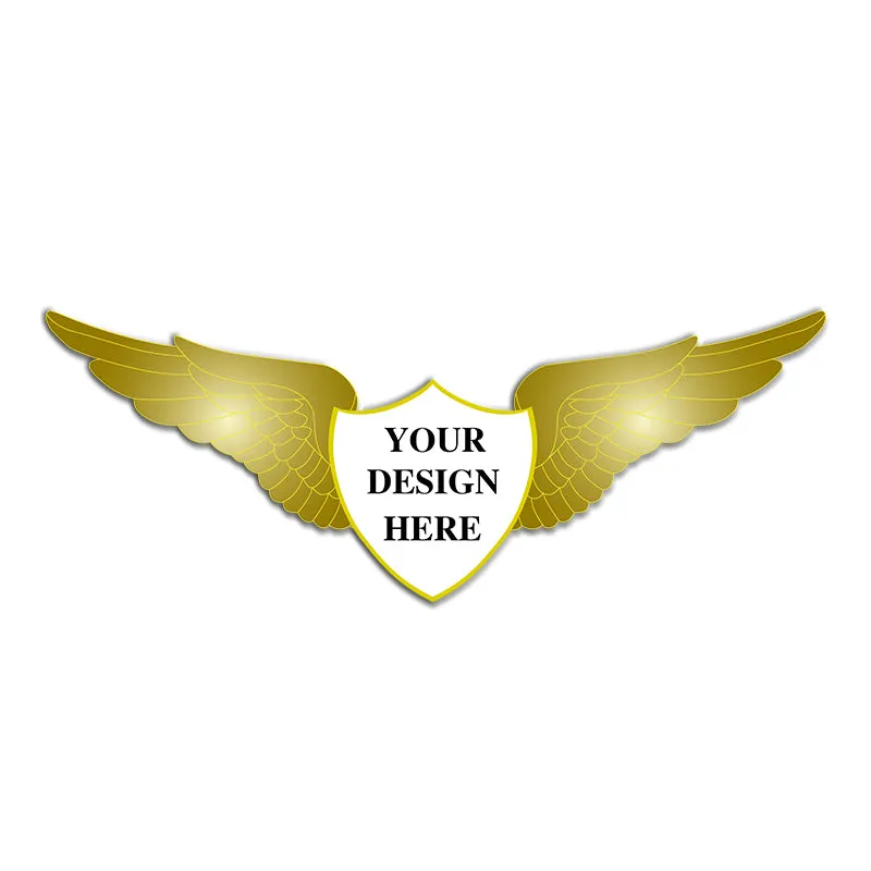Pilot Wings Pin with Custom Shield Logo - 2.5 inch