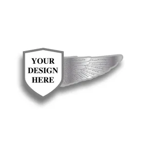 Pilot Wings Pin with Custom Shield Logo - Half Wing 1.75 inch