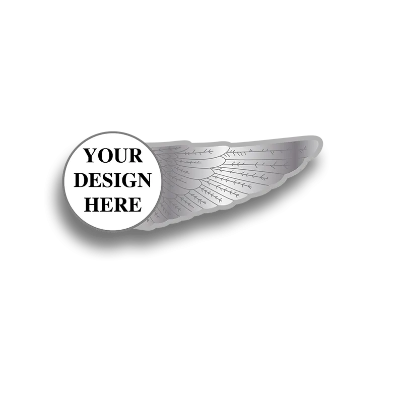 Pilot Wings Pin with Custom Shield Logo - Half Wing 1.75 inch