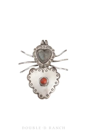 Pin, Novelty, Bug, Coral & Turquoise, Upcycled Vintage, 993