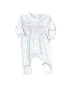 Pink Mini Dots Smocked Footie